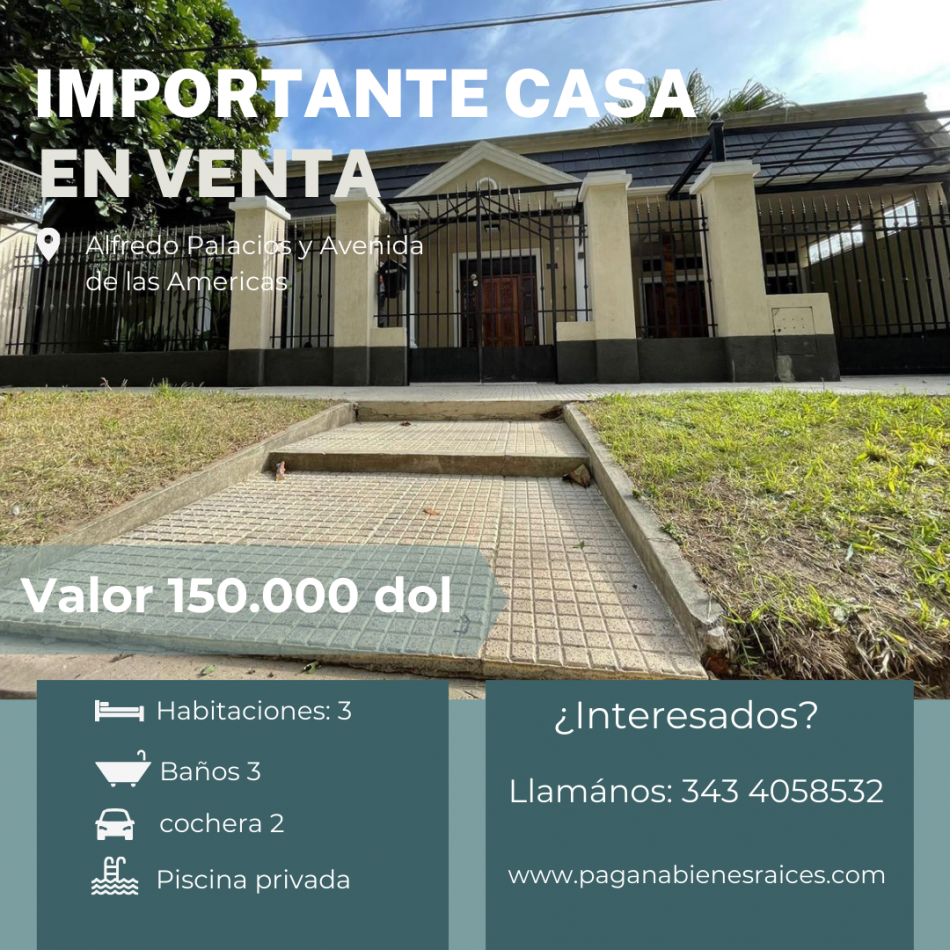 Imponente casa con pileta en venta